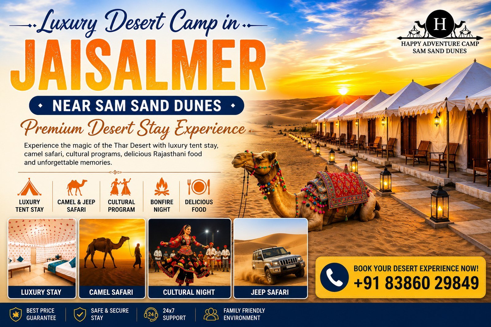 Luxury Desert Camp in Jaisalmer Near Sam Sand Dunes | Premium Desert Stay Experience